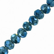 Abalorios de vidrio rondelle Facetados 8x6mm - Dull blue plated